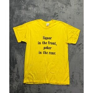 Vintage 80s Old Inn & Out Beer Depot T Shirt Mens M Yellow Single Stitch Bar Tee